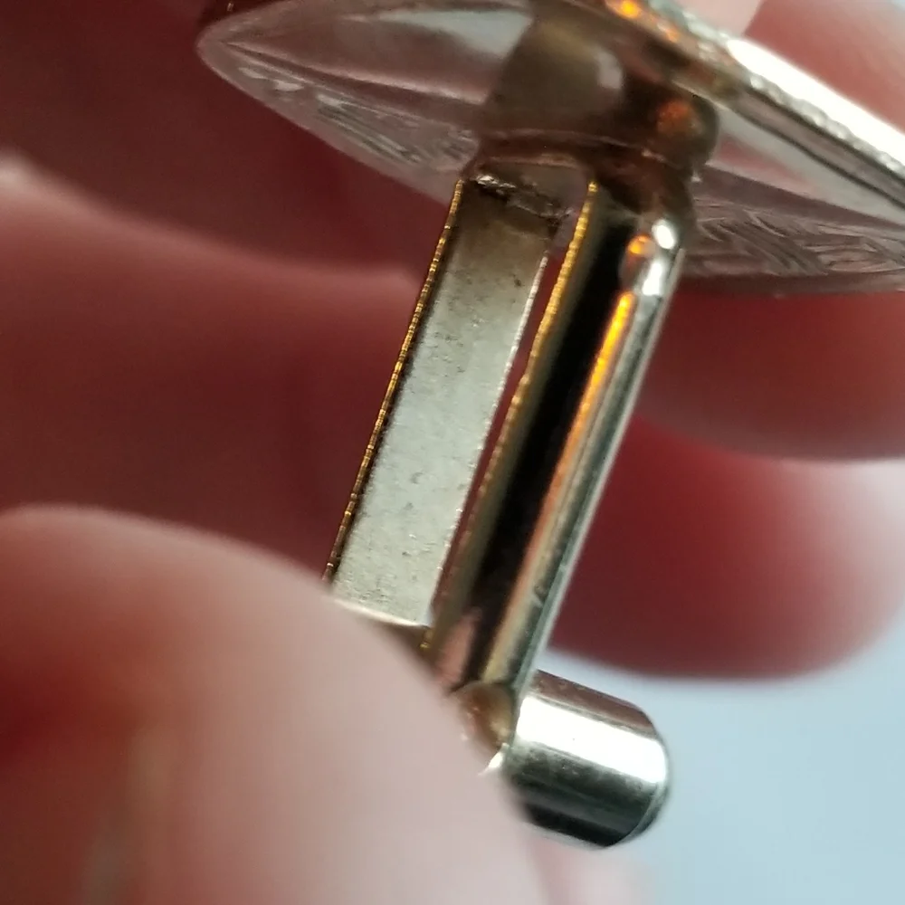 Vintage cufflinks gold tone cuff links basketweave texture